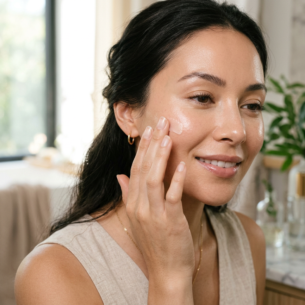 Application du primer teint sur le visage