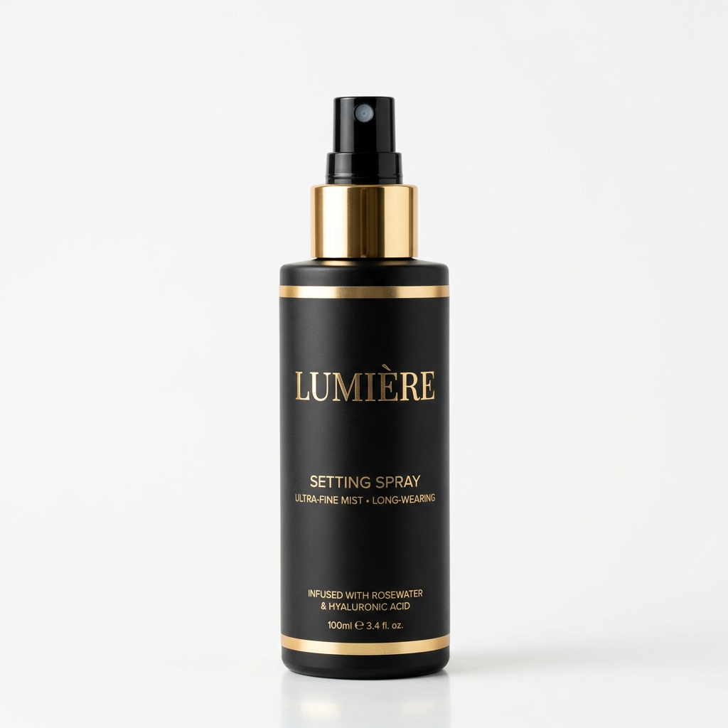 Fixateur de maquillage en spray fond blanc