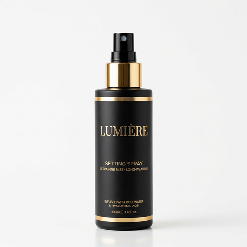 Fixateur de maquillage en spray fond blanc